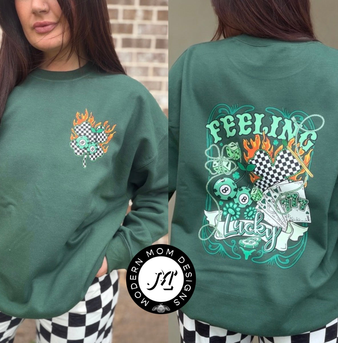 Feeling lucky flames (tee, crewneck or hoodie)
