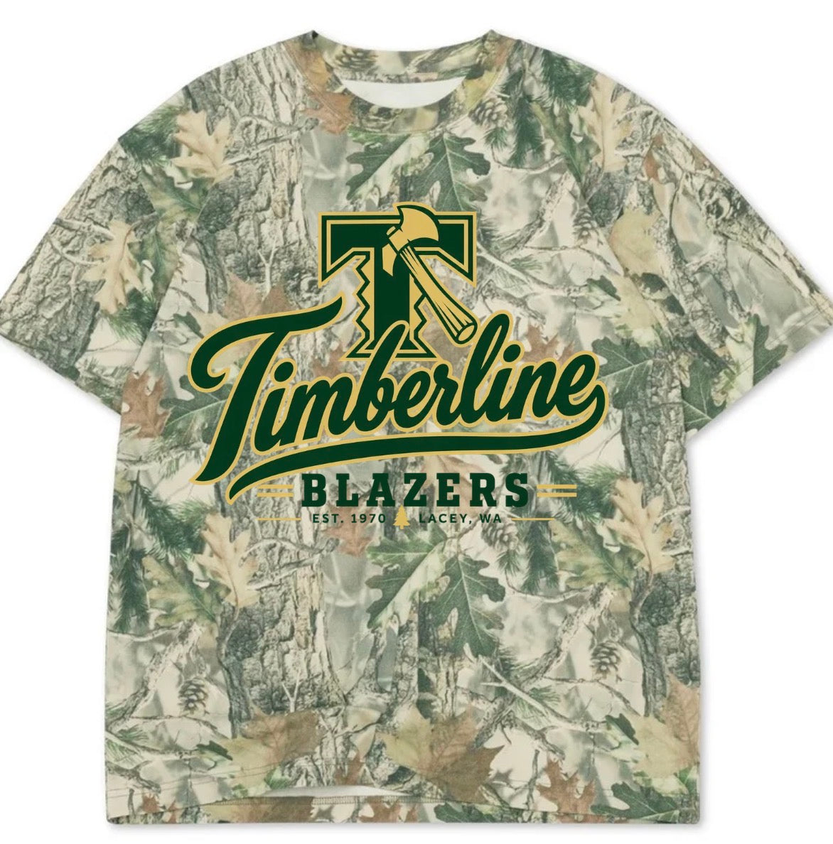 Timberline boxy premium wood camo tee (youth XS-Adult 3XL)