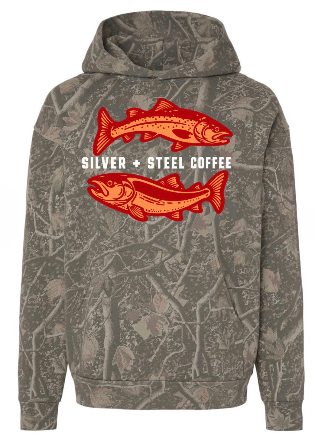 Silver + Steel coffee midweight deadwood camo hoodie
