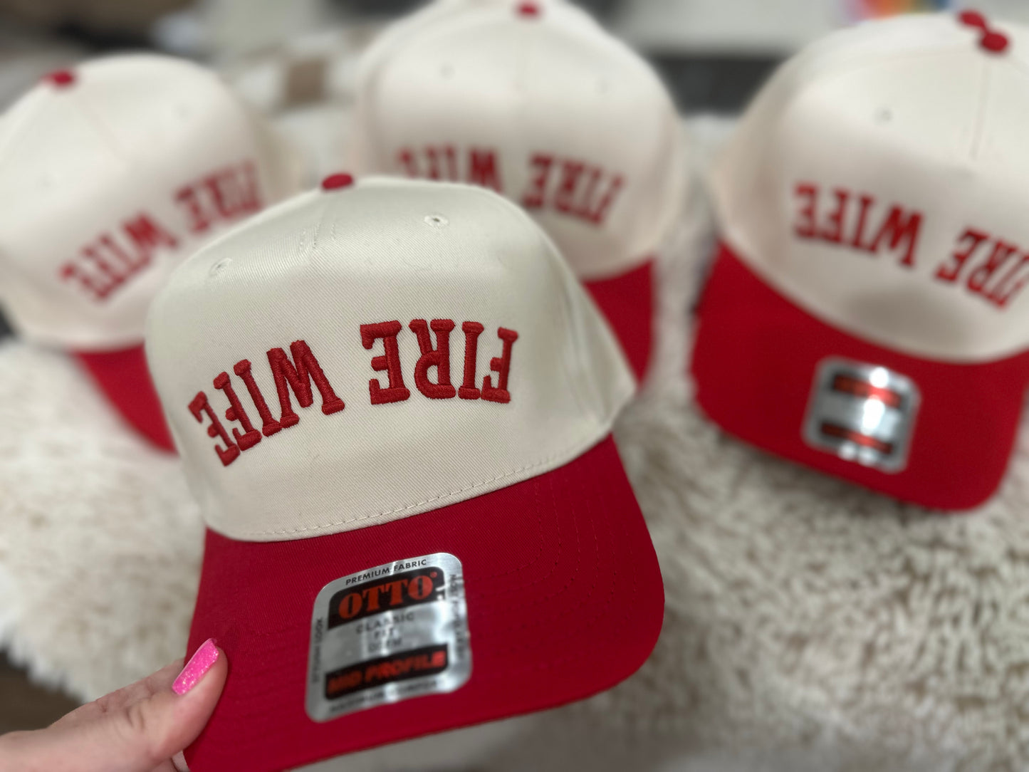Fire wife embroidered trucker