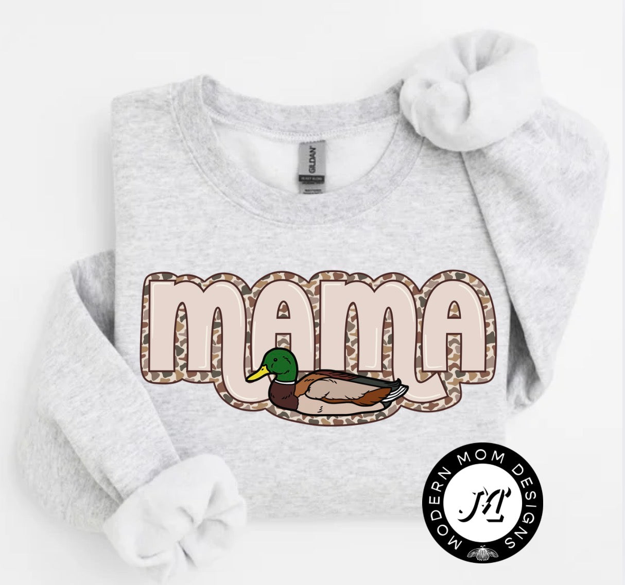 Mama duck camo(tee, crewneck, or hoodie)