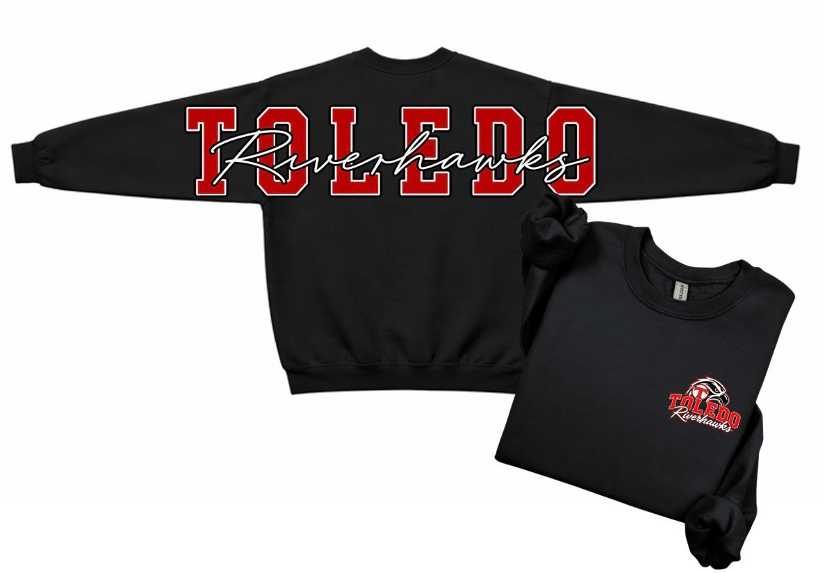 Toledo Riverhawks crewneck with big back print