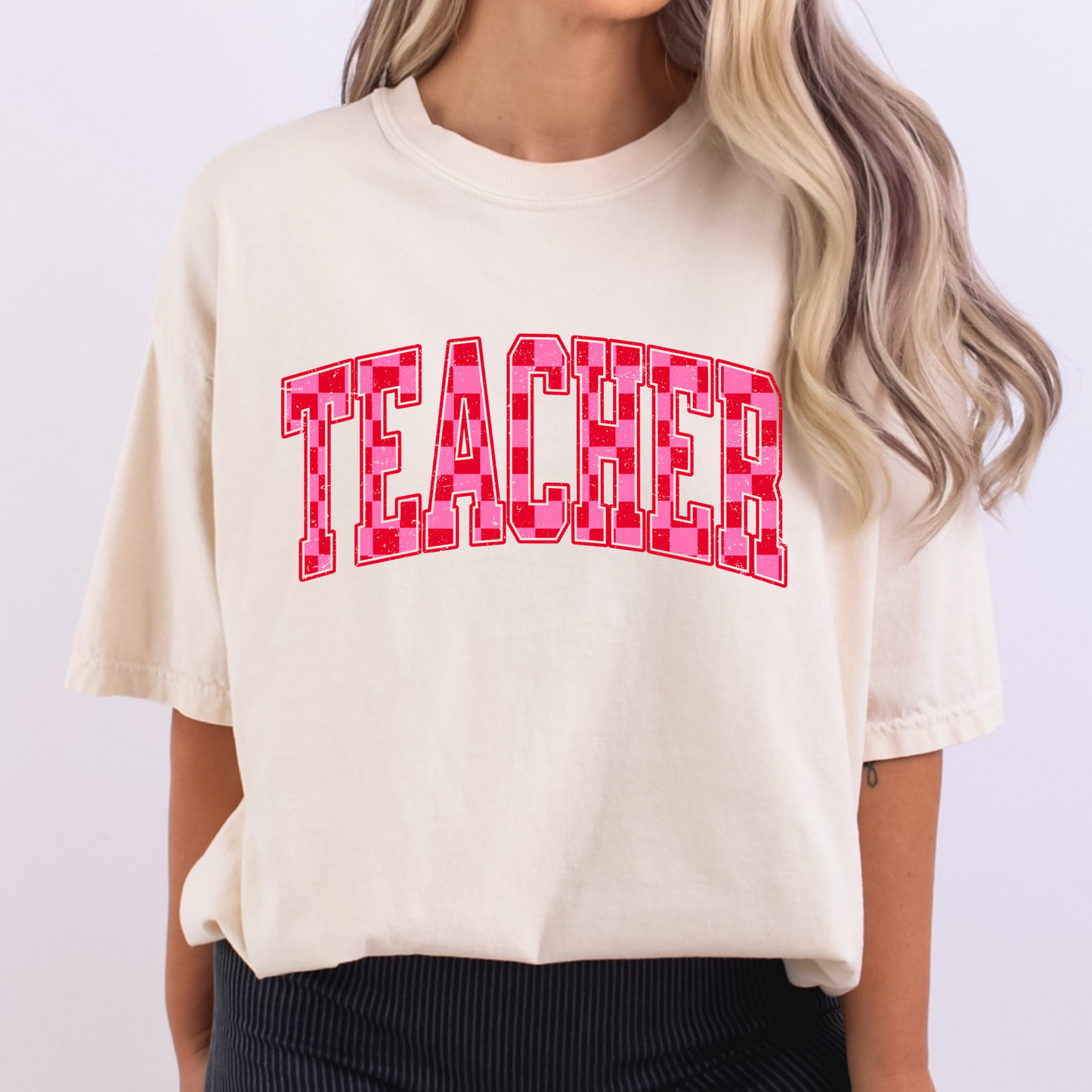 Teacher pink checkered