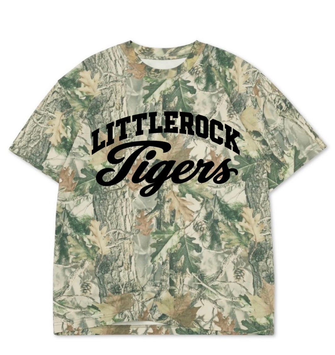 Littlerock Tigers boxy premium wood camo tee (youth XS-Adult 3XL)