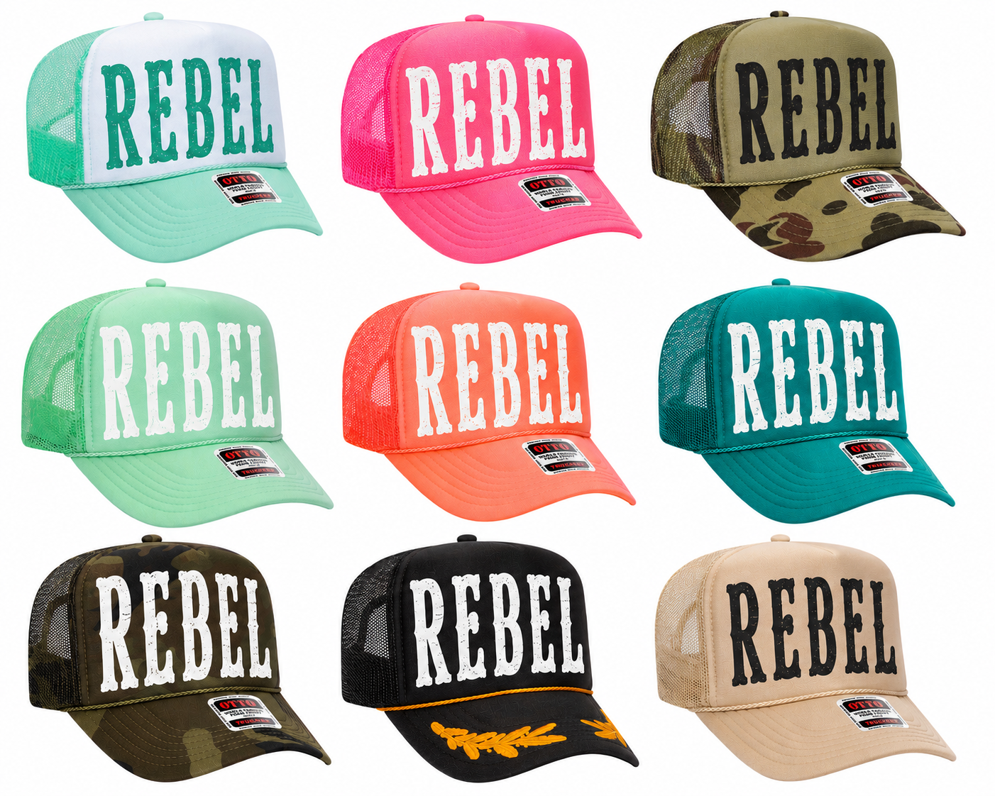 REBEL trucker hats