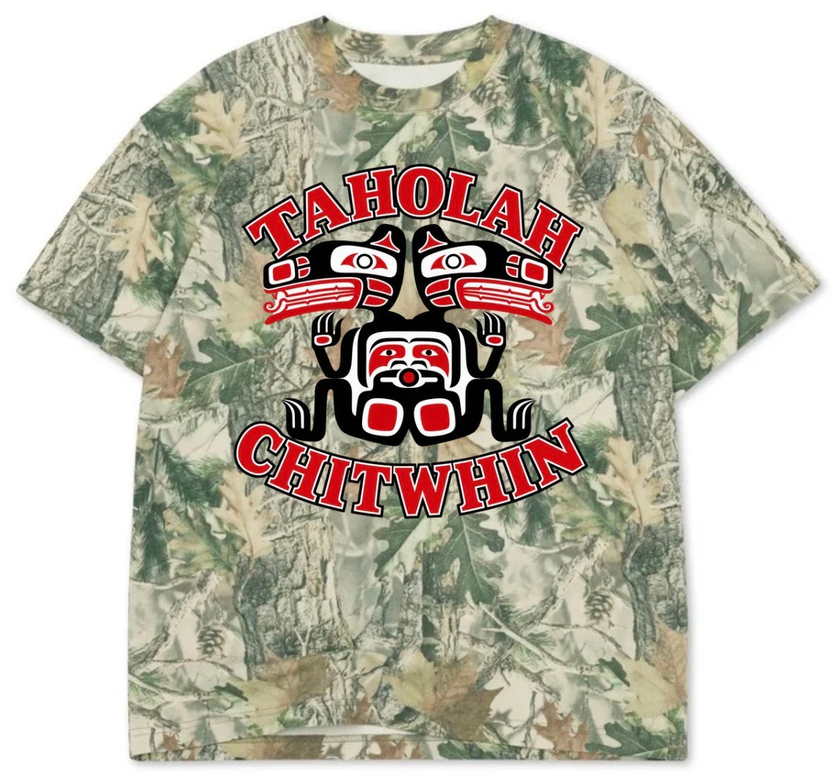 Taholah Chitwin boxy premium wood camo tee (youth XS-Adult 3XL)