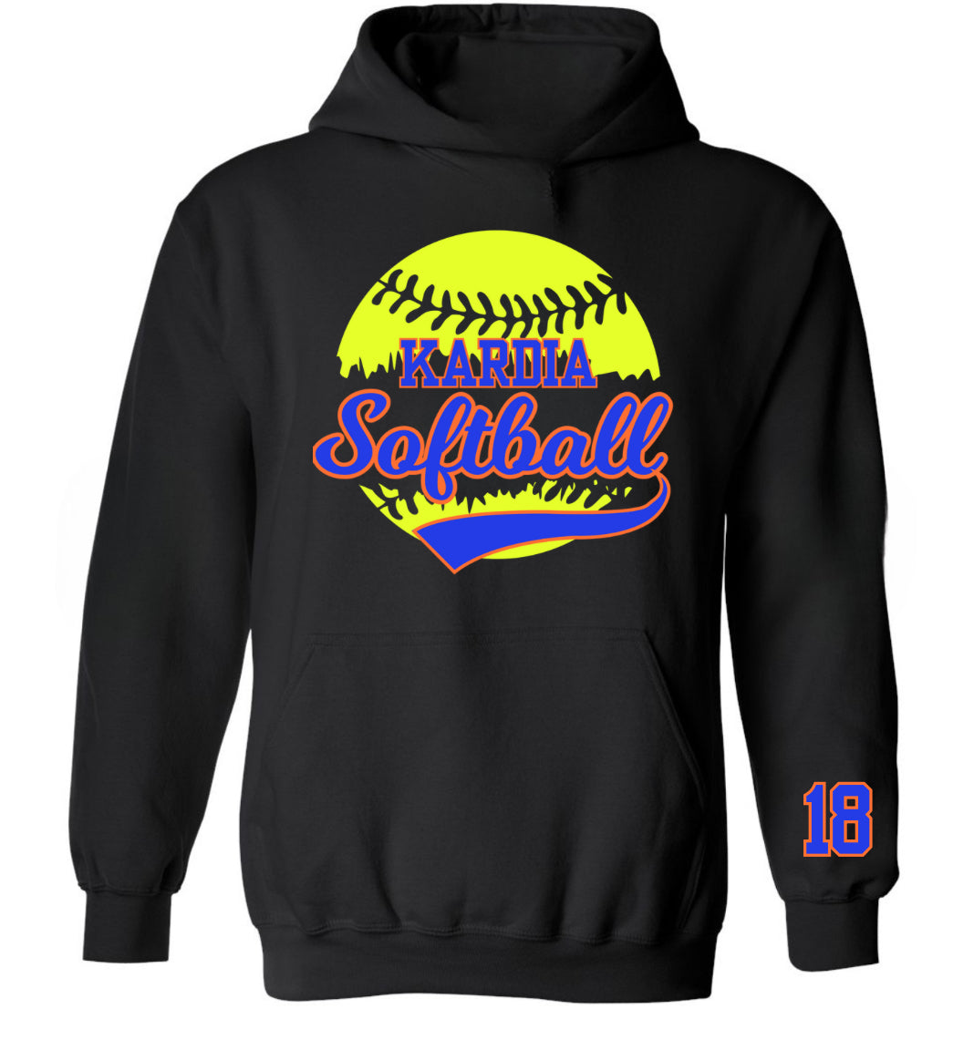 Kardia softball hoodie custom sleeve adult (leave a note at checkout)