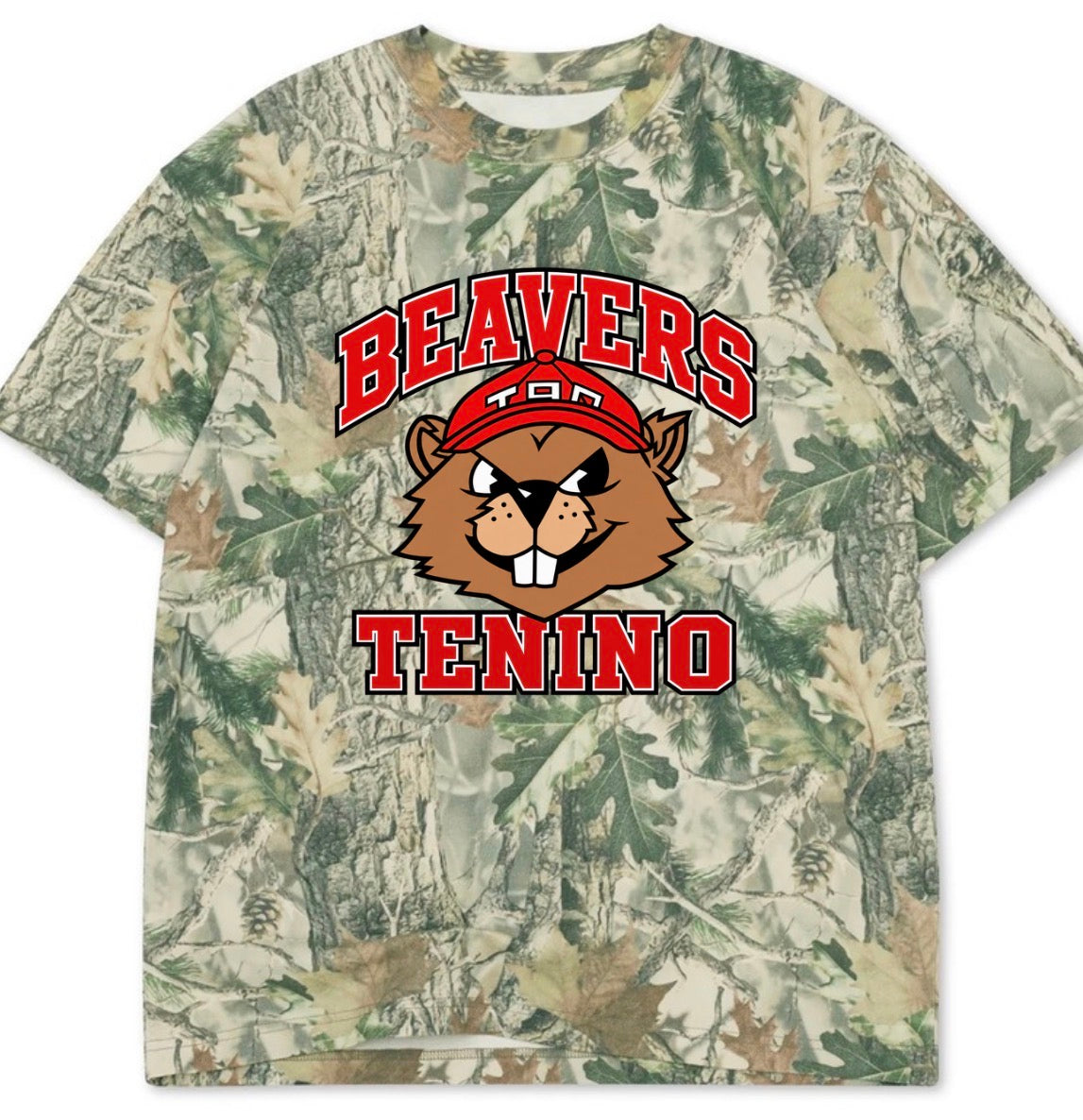 Tenino Beavers boxy premium wood camo tee (youth XS-Adult 3XL)