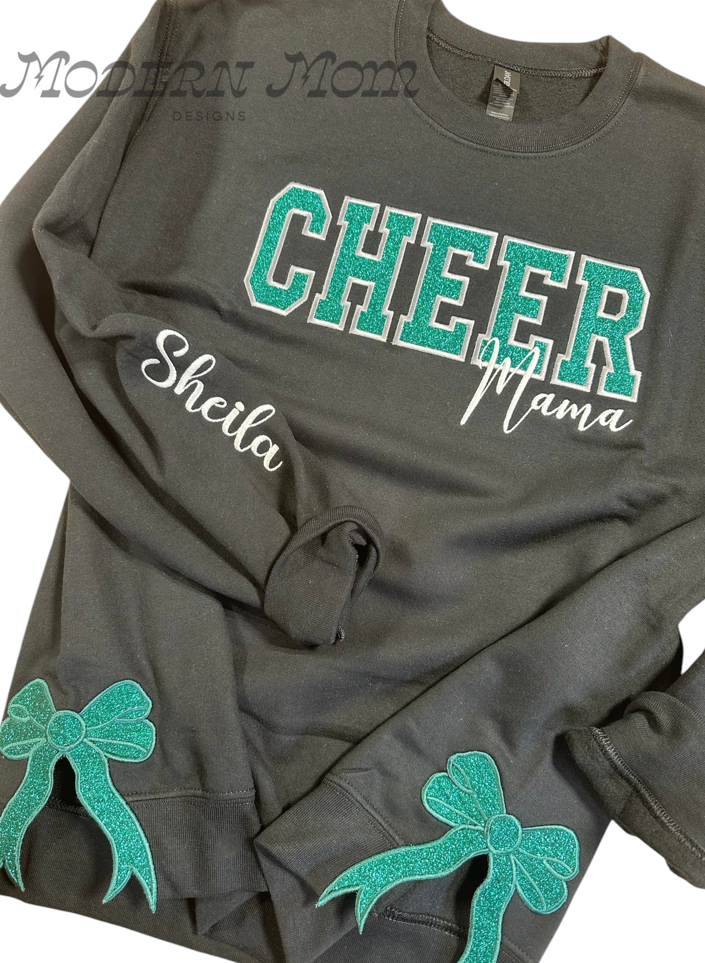 Embroidered CUSTOM sports crewneck with side bows (PLEASE ALLOW 15 business days for these to ship)