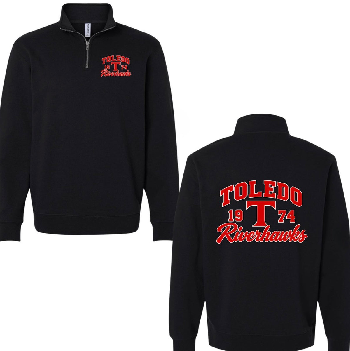 Toledo Riverhawks logo quarter zip
