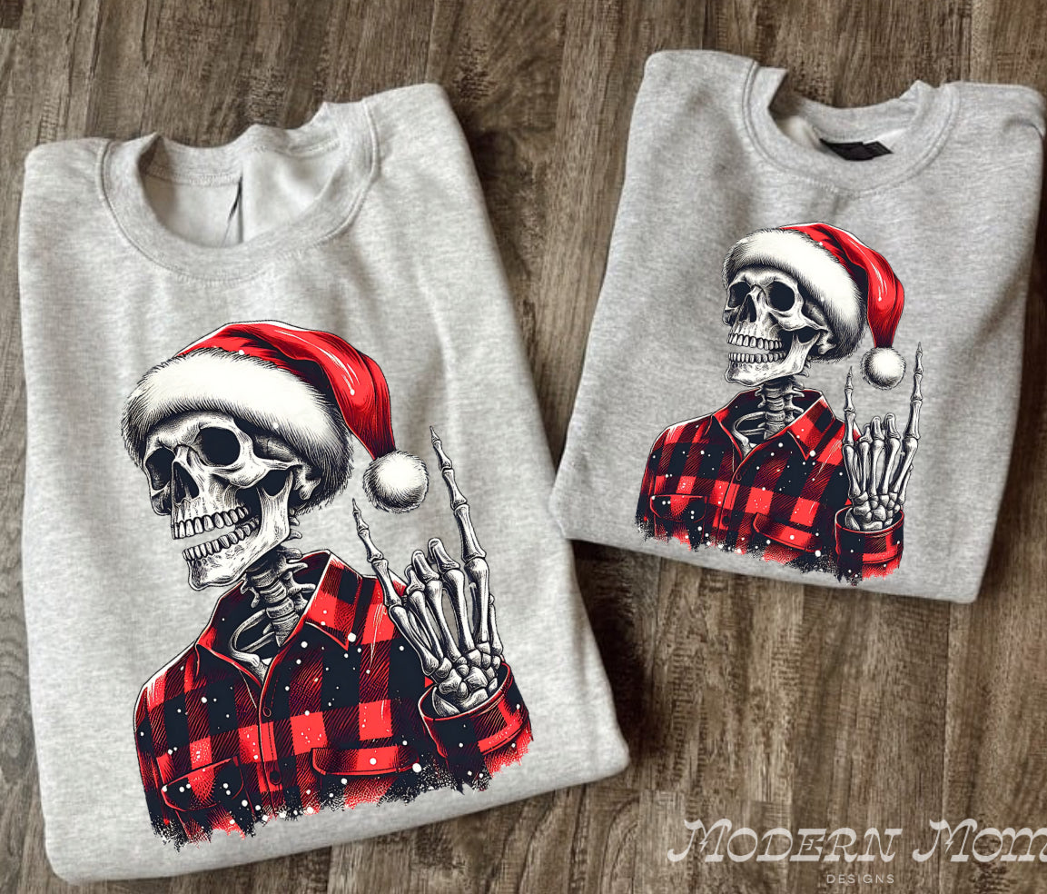 Rock on Santa skelly ADULT(tee, crewneck or hoodie )