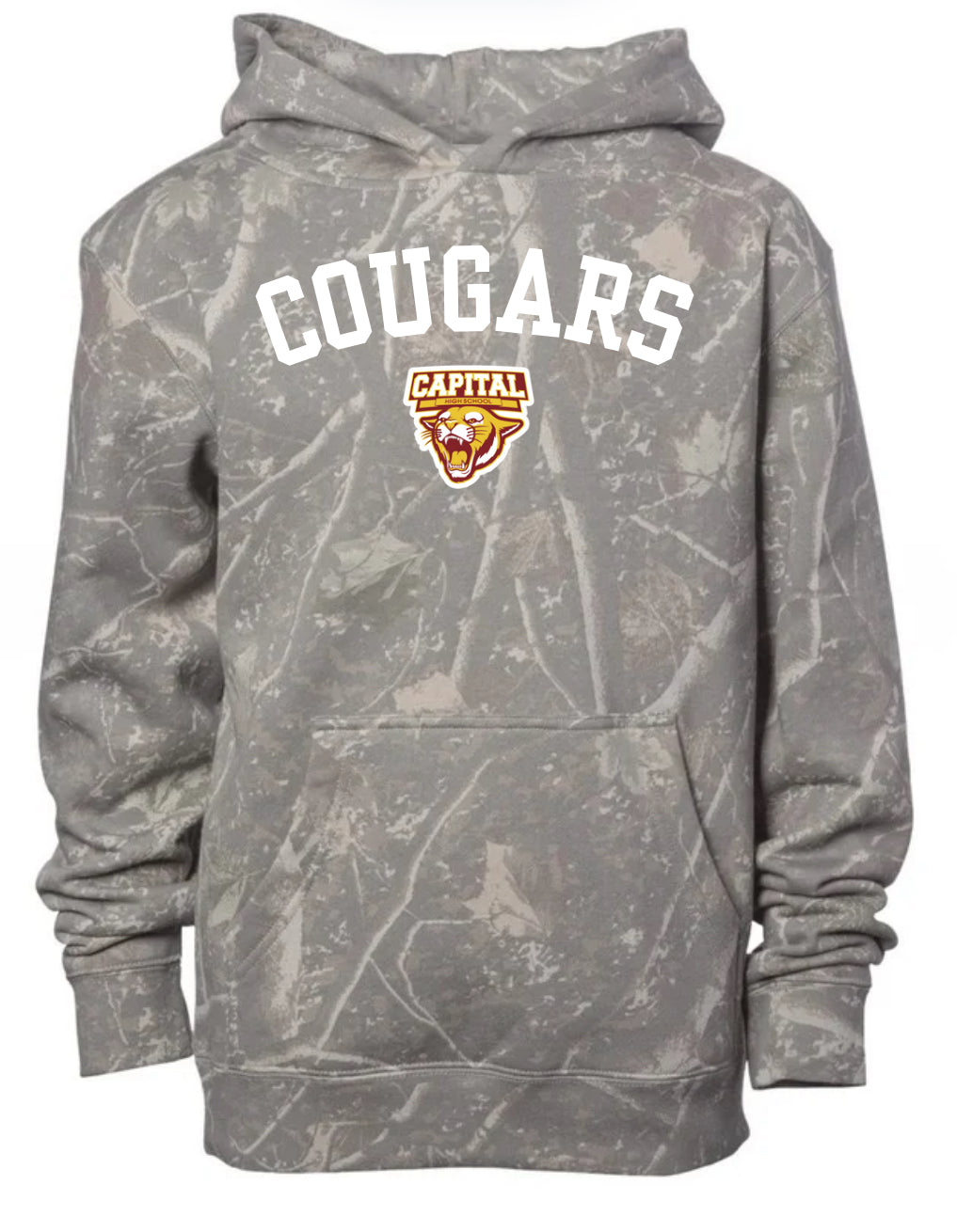 Capital cougars deadwood camo hoodie (youth & adult-no drawstrings)