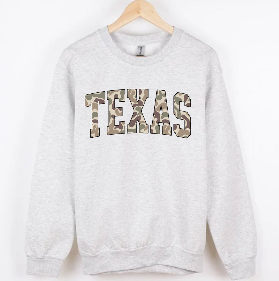 TEXAS duck camo CREWNECK