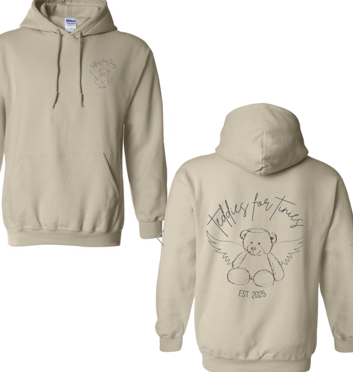 Teddies for tinies custom hoodie-double sided (please see color options)