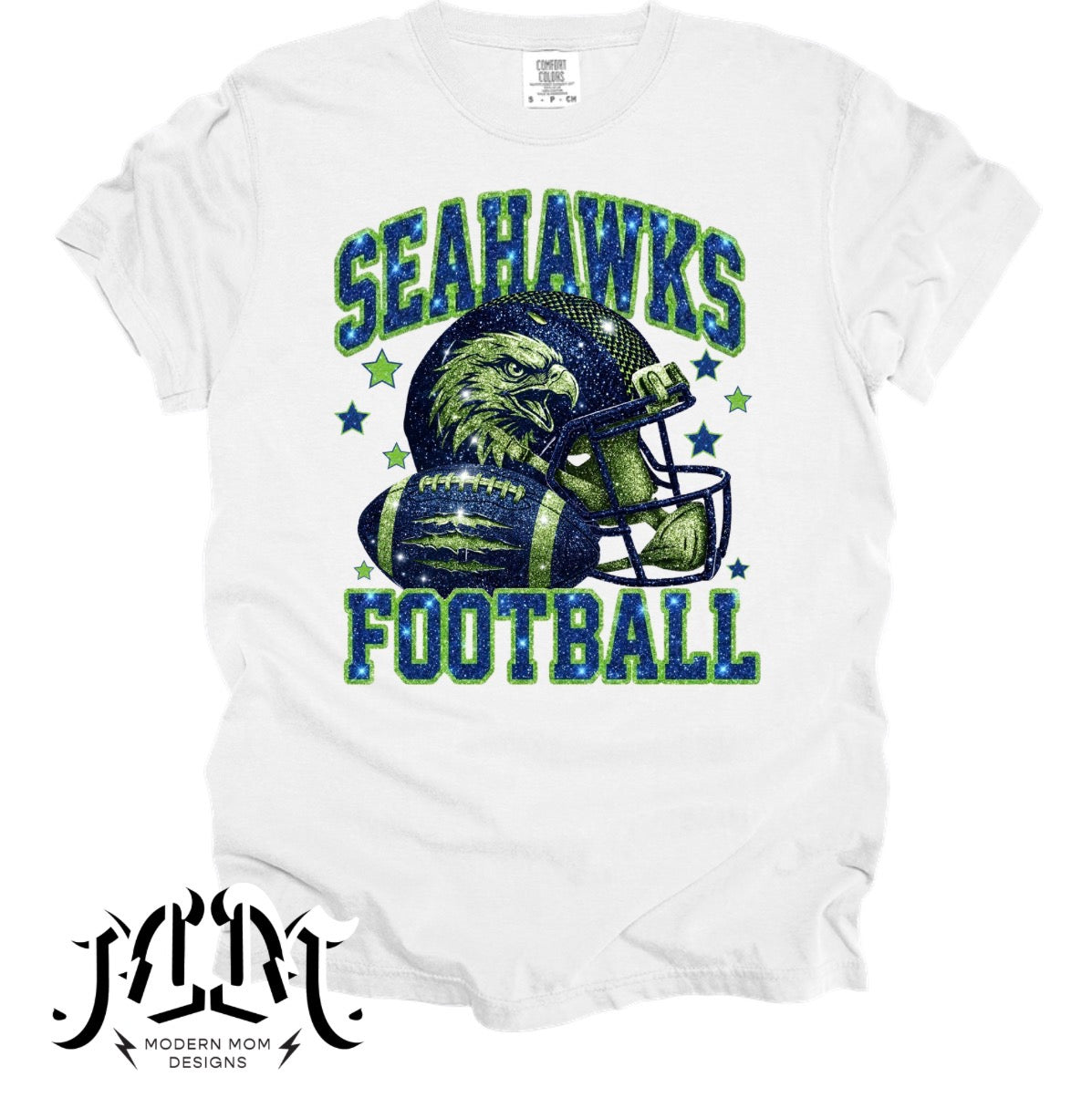 Football faux glitter/sequins (tee, crewneck or hoodie)