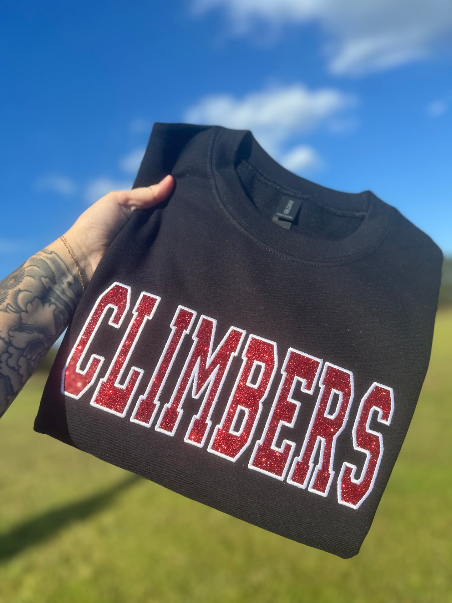 GLITTER CUSTOM (ANY NAME) CREWNECK EMBROIDERED CREWNECK (PLEASE ALLOW 15 business days for these to ship)