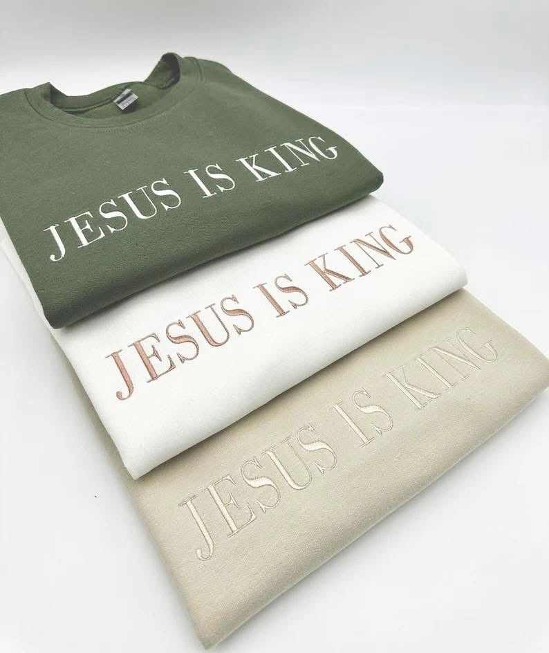 Jesus is king embroidered crewneck