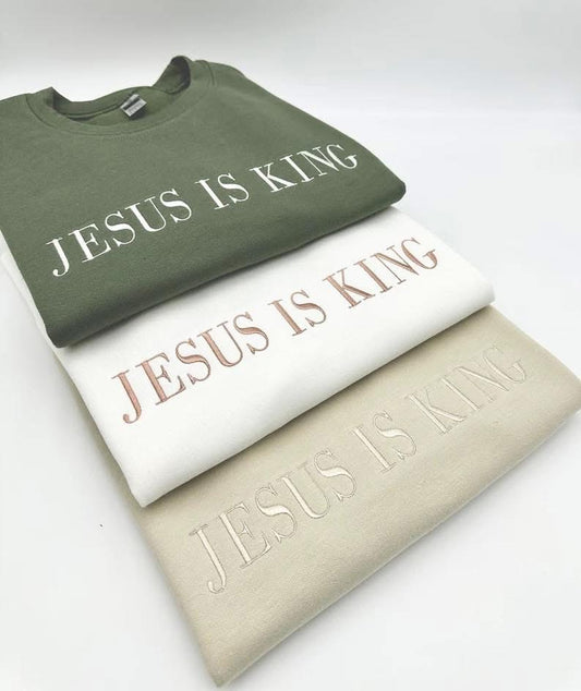 Jesus is king embroidered crewneck