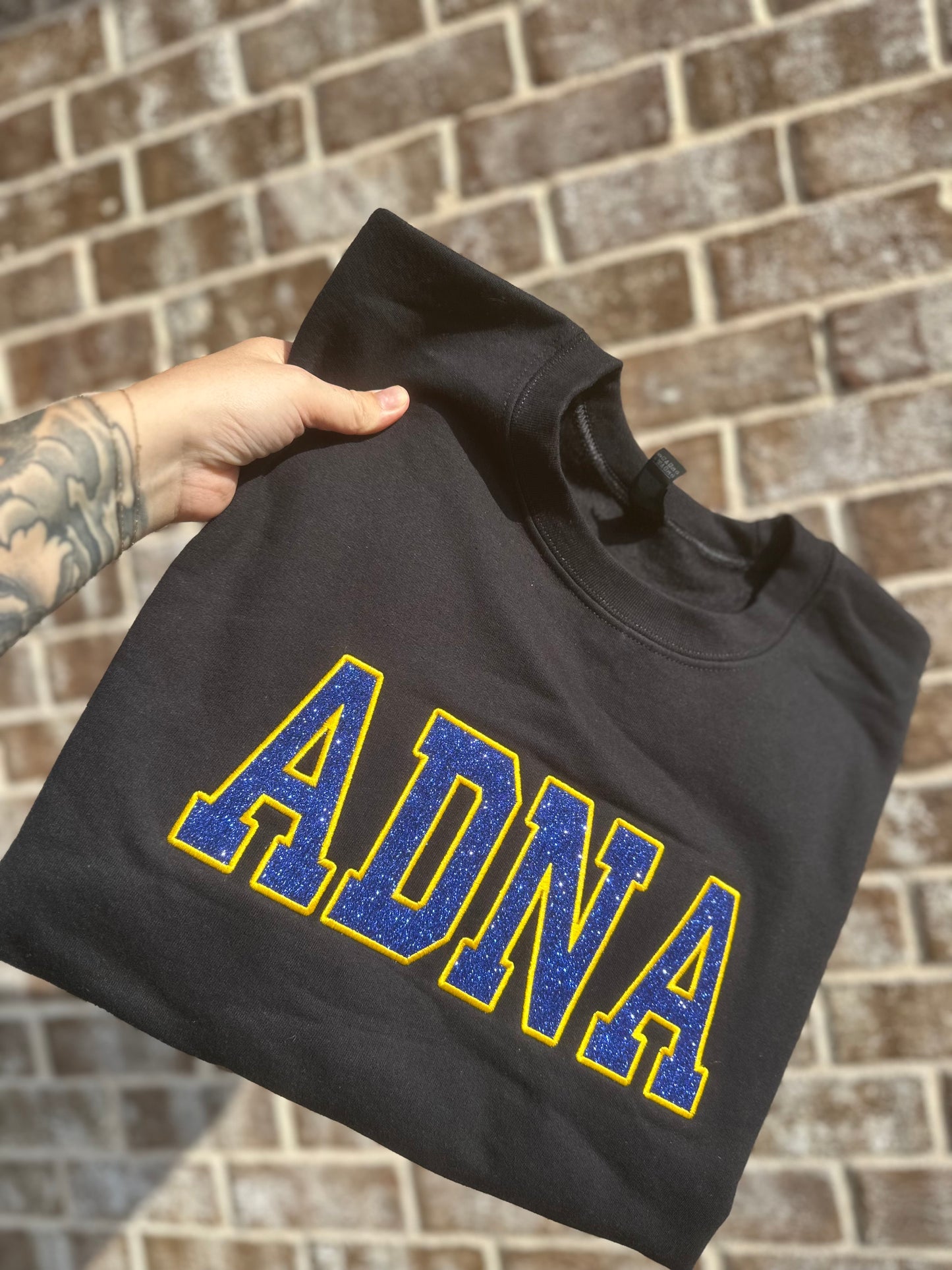 GLITTER CUSTOM (ANY NAME) CREWNECK EMBROIDERED CREWNECK (PLEASE ALLOW 15 business days for these to ship)