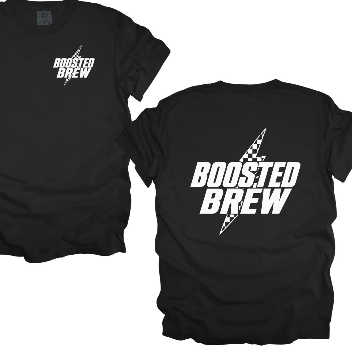 Boosted brew checkered bolt tee
