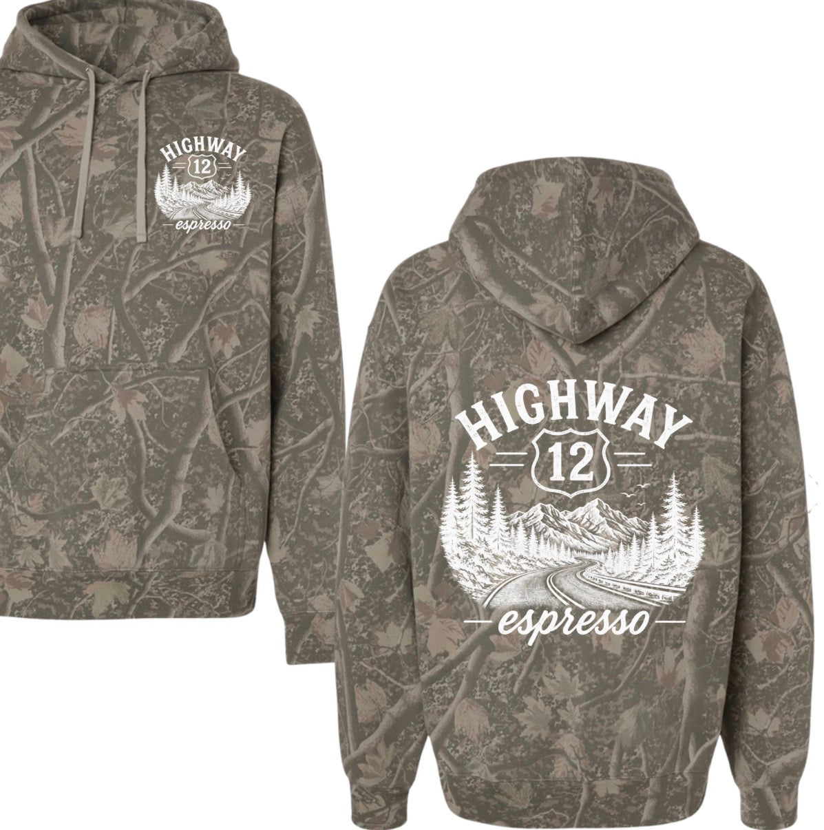 Highway 12 espresso Deadwood camo hoodie (lightweight)
