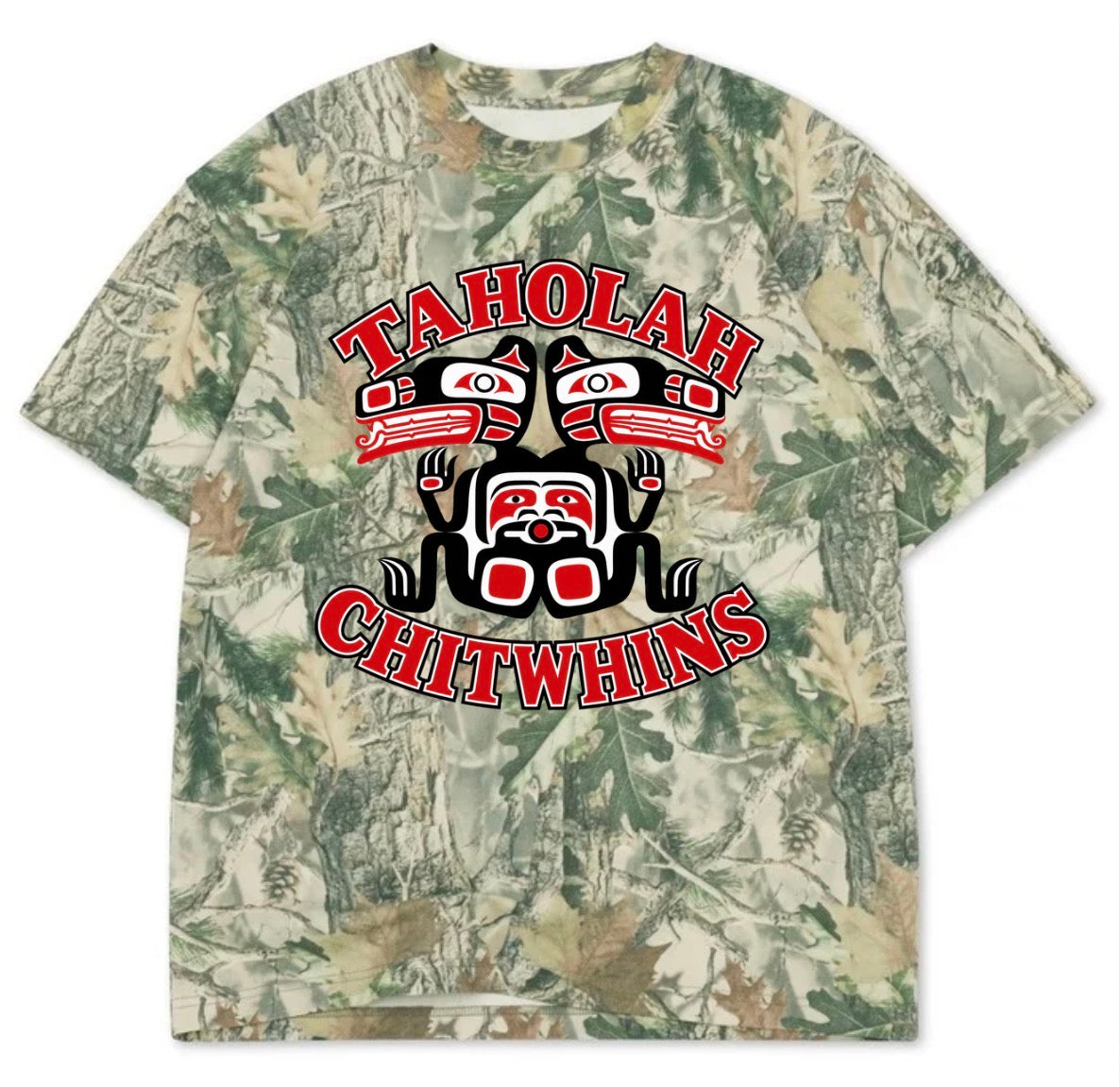 Taholah Chitwins boxy premium wood camo tee (youth XS-Adult 3XL)