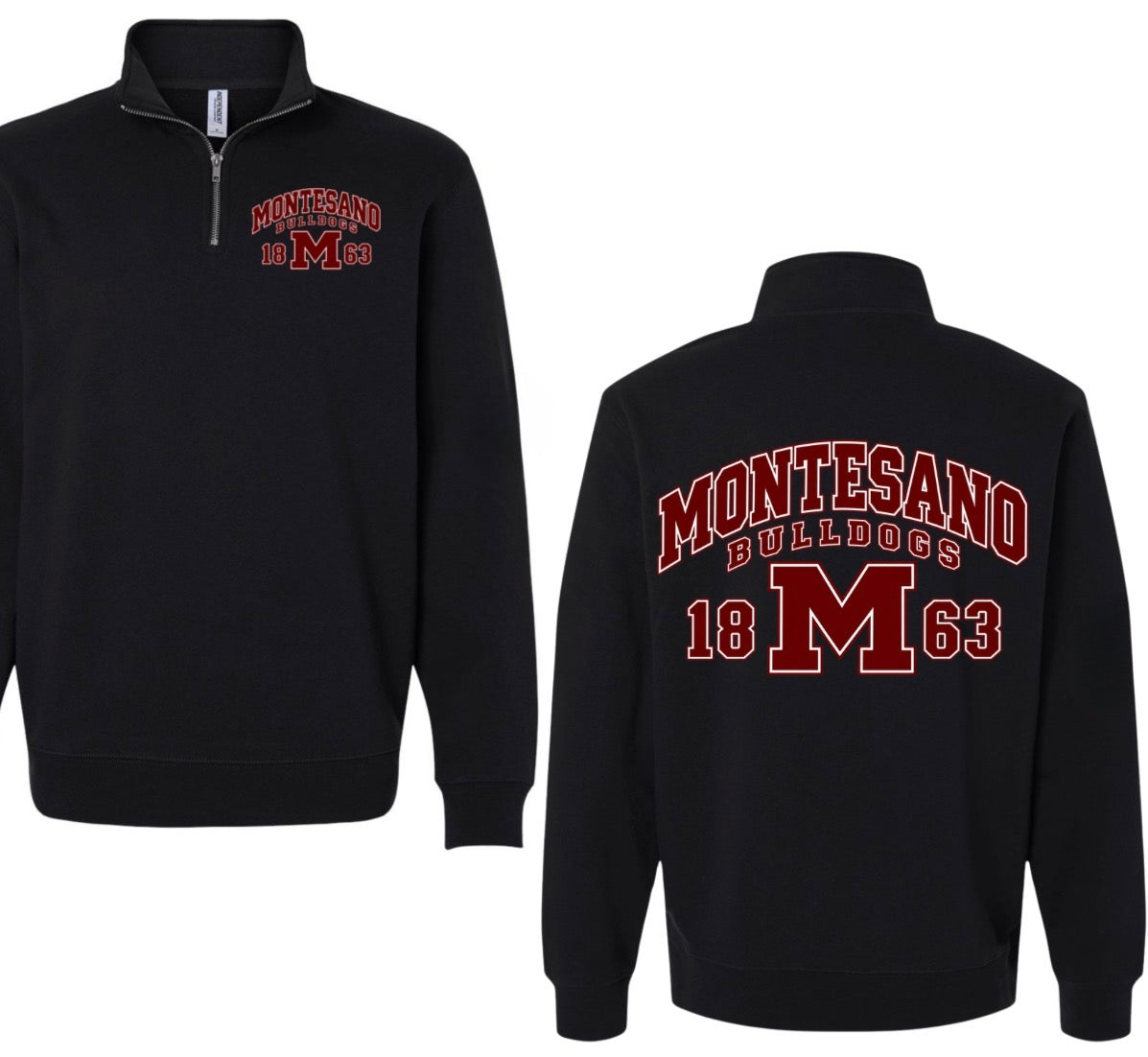 Montesano Bulldogs 1863 logo quarter zip