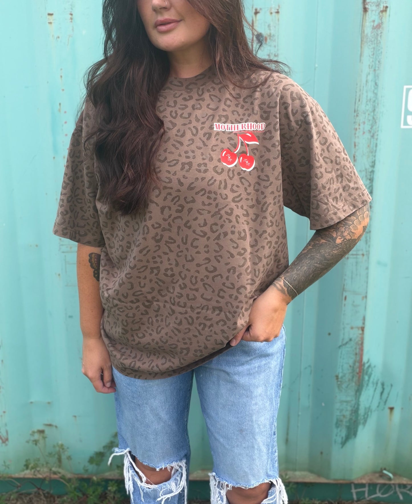 Motherhood cherry leopard tee