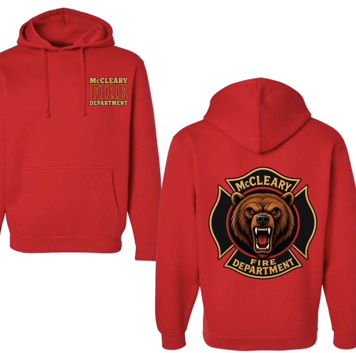 McCleary Fire Dept. crewneck or hoodie RED