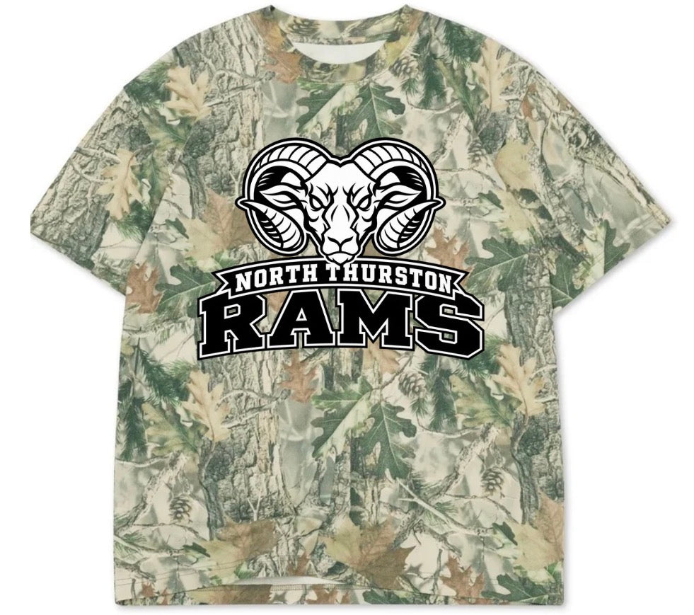 North Thurston boxy premium wood camo tee (youth XS-Adult 3XL)