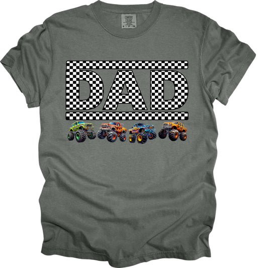 Dad checkered monster trucks