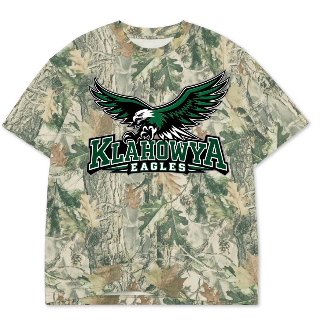 Klahowya Eagles boxy premium wood camo tee (adult)