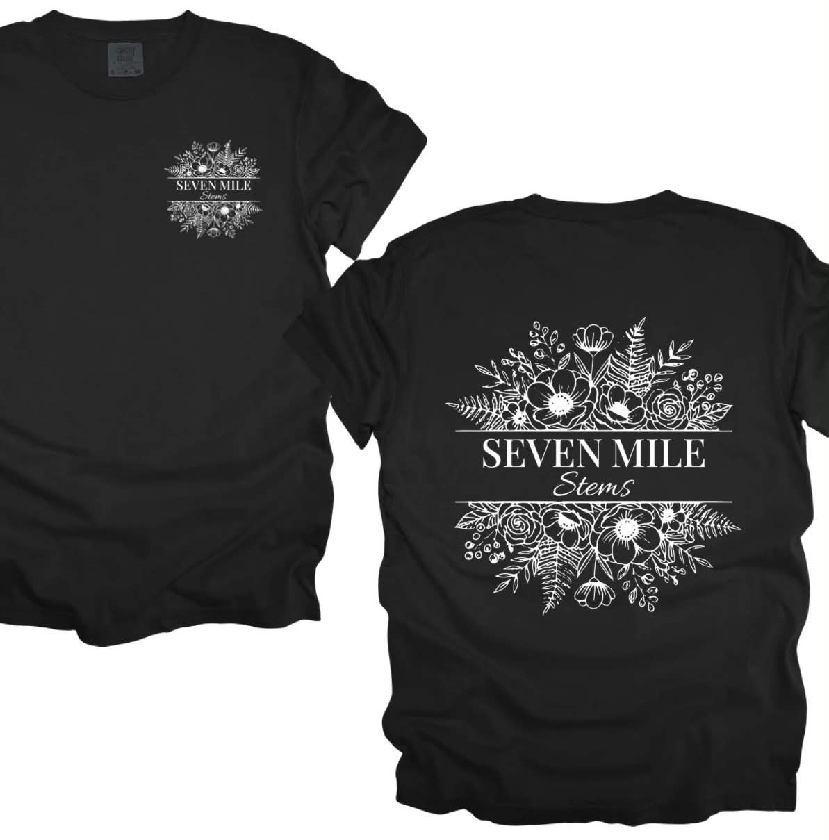 Seven mile stems black tee