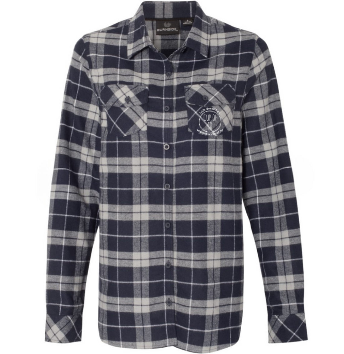 Cup of Jo flannel (navy) FRONT PRINT ONLY
