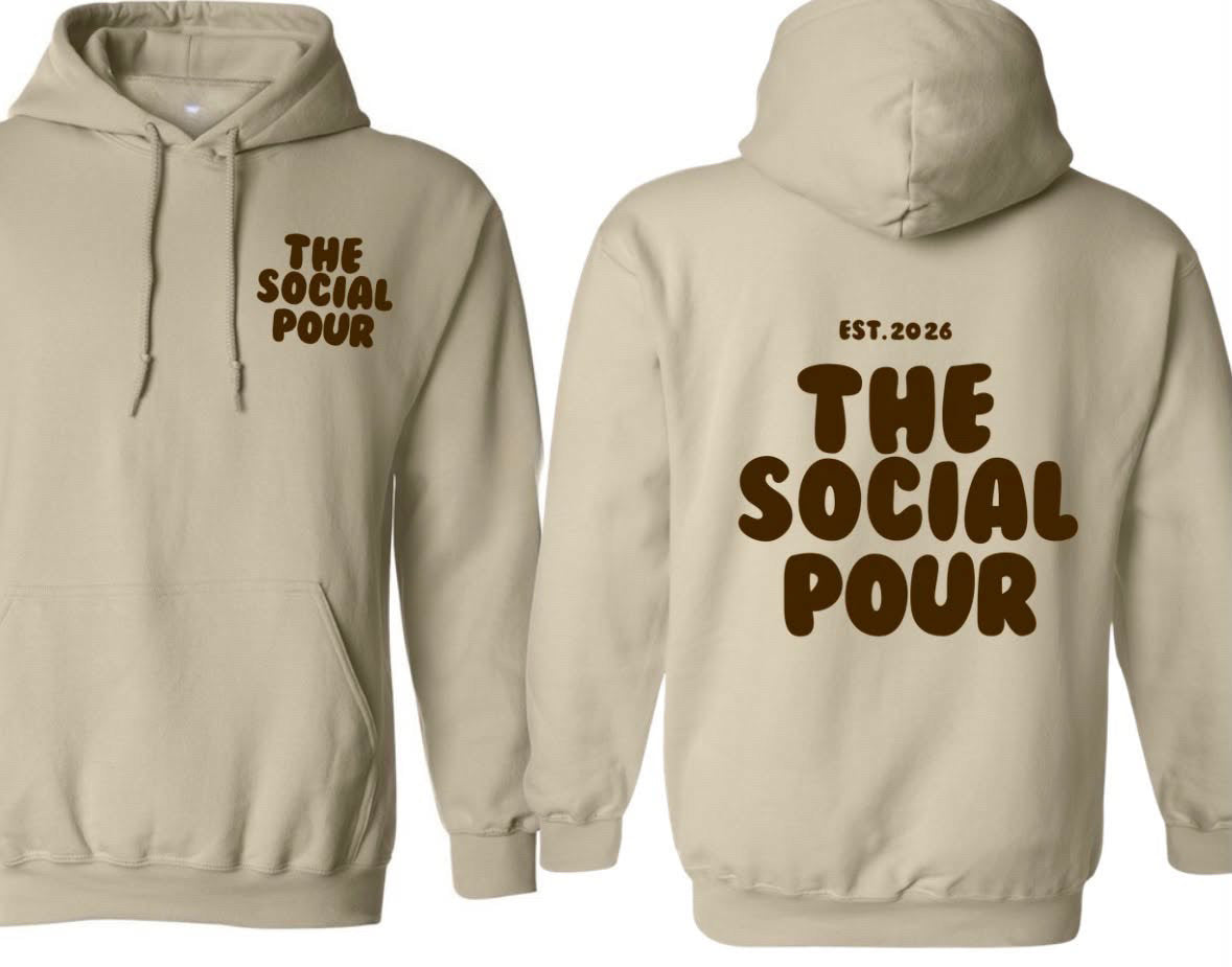 The social pour (sand with brown bubble font)