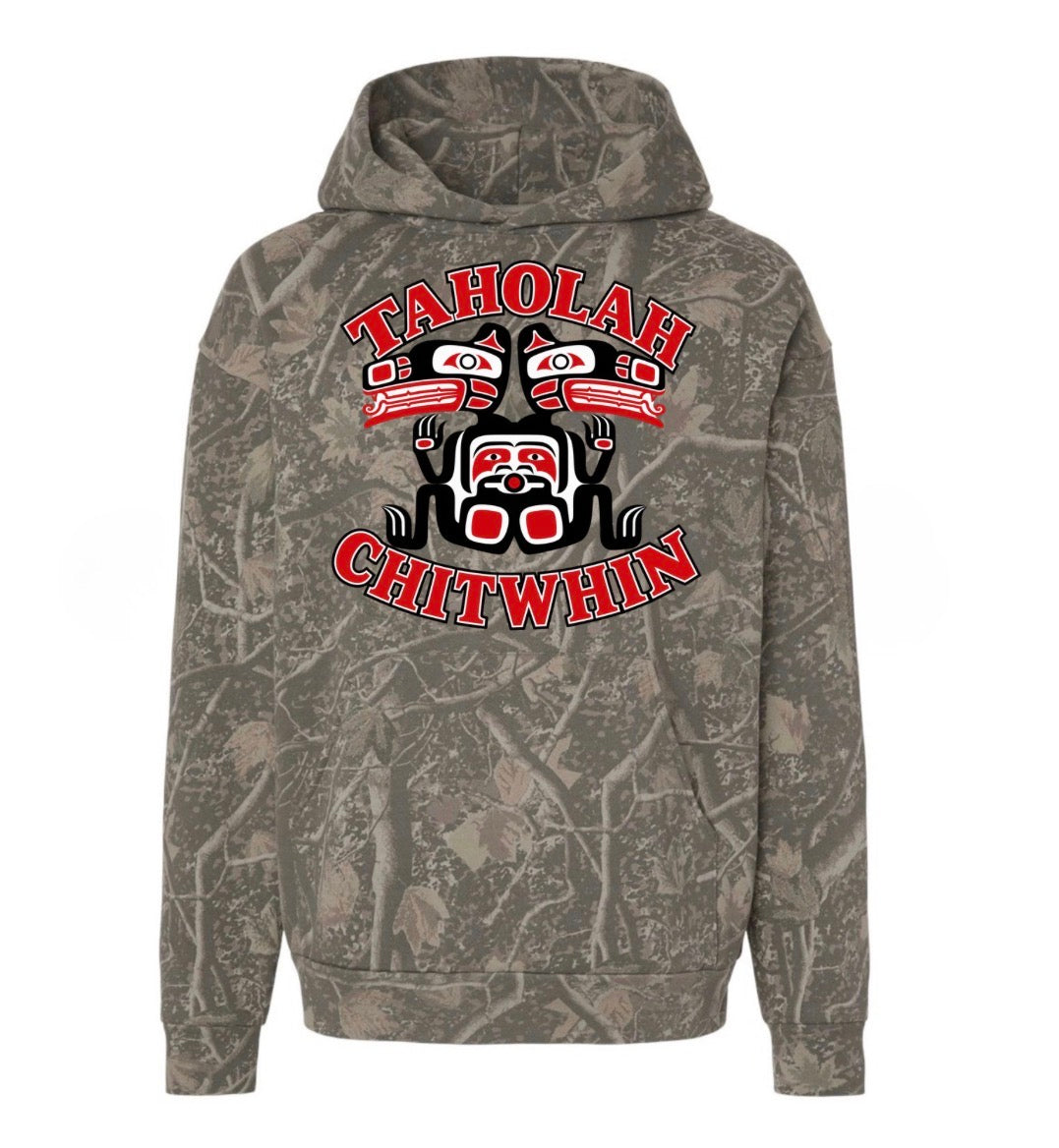 Taholah Chitwin deadwood camo hoodie (youth & adult)