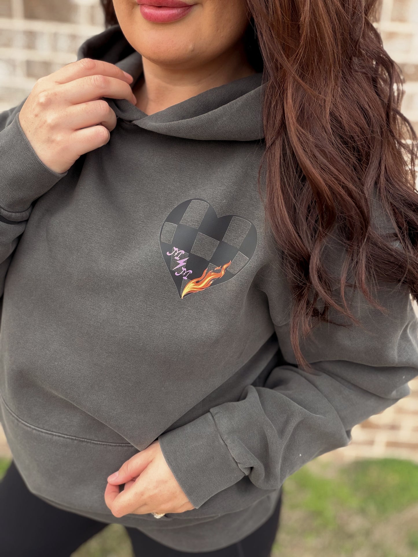 Be mine edgy flames collage hoodie