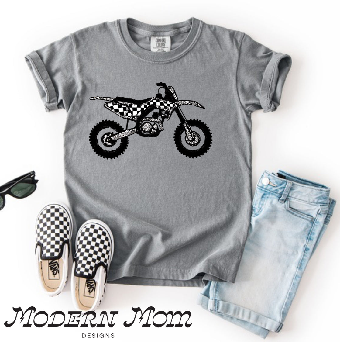 Blinged out Dirt bike grey(toddler-Youth)
