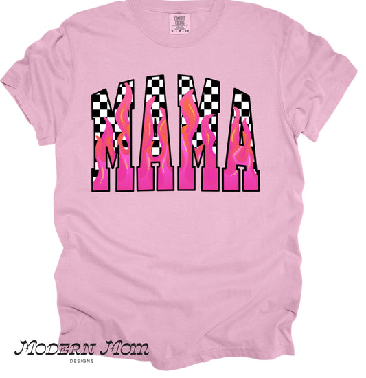Mama pink flames tee