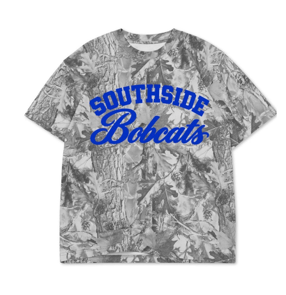 Southside bobcats grey camo premium boxy oversized fit tee shirt (youth-Adult)