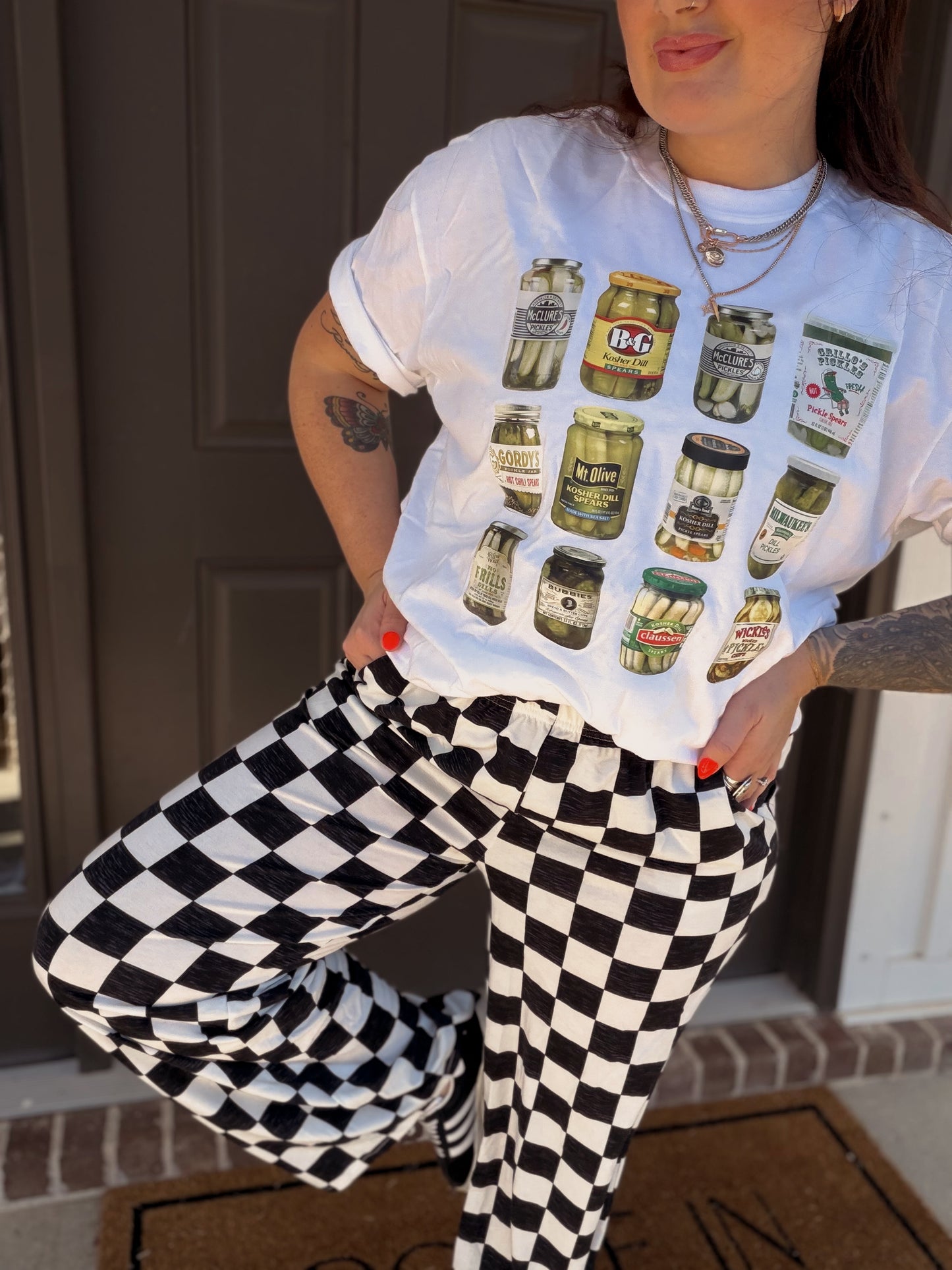 Checkered high waisted pants