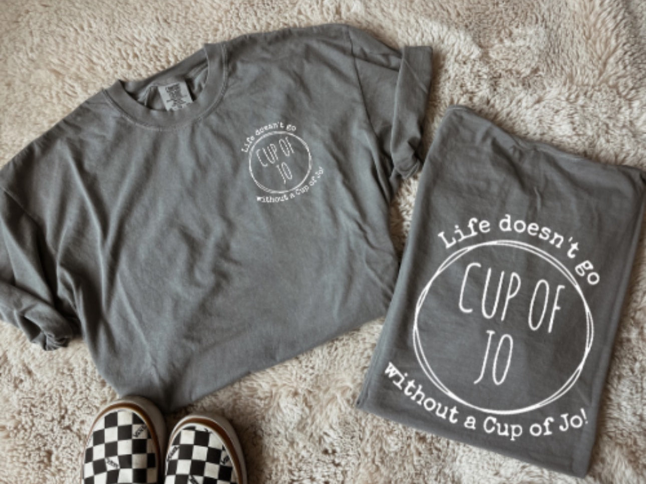 Cup of Jo tee shirt (comfort colors pepper)