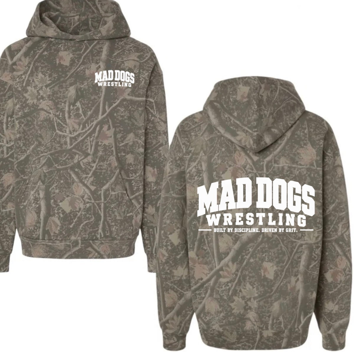 Mad dogs wrestling deadwood camo hoodie (youth & adult)