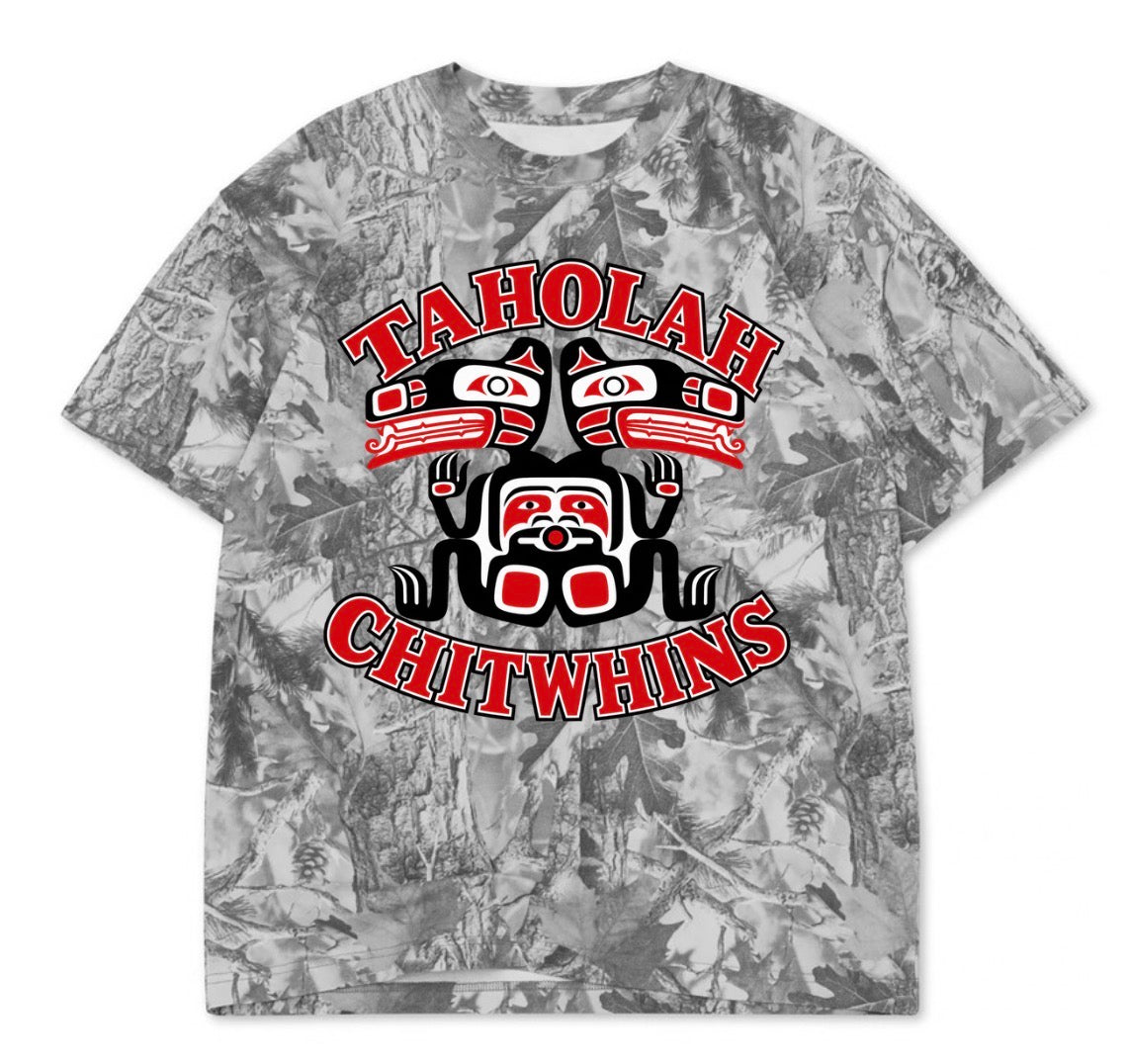 Taholah Chitwins boxy premium grey camo tee (youth XS-Adult 3XL)