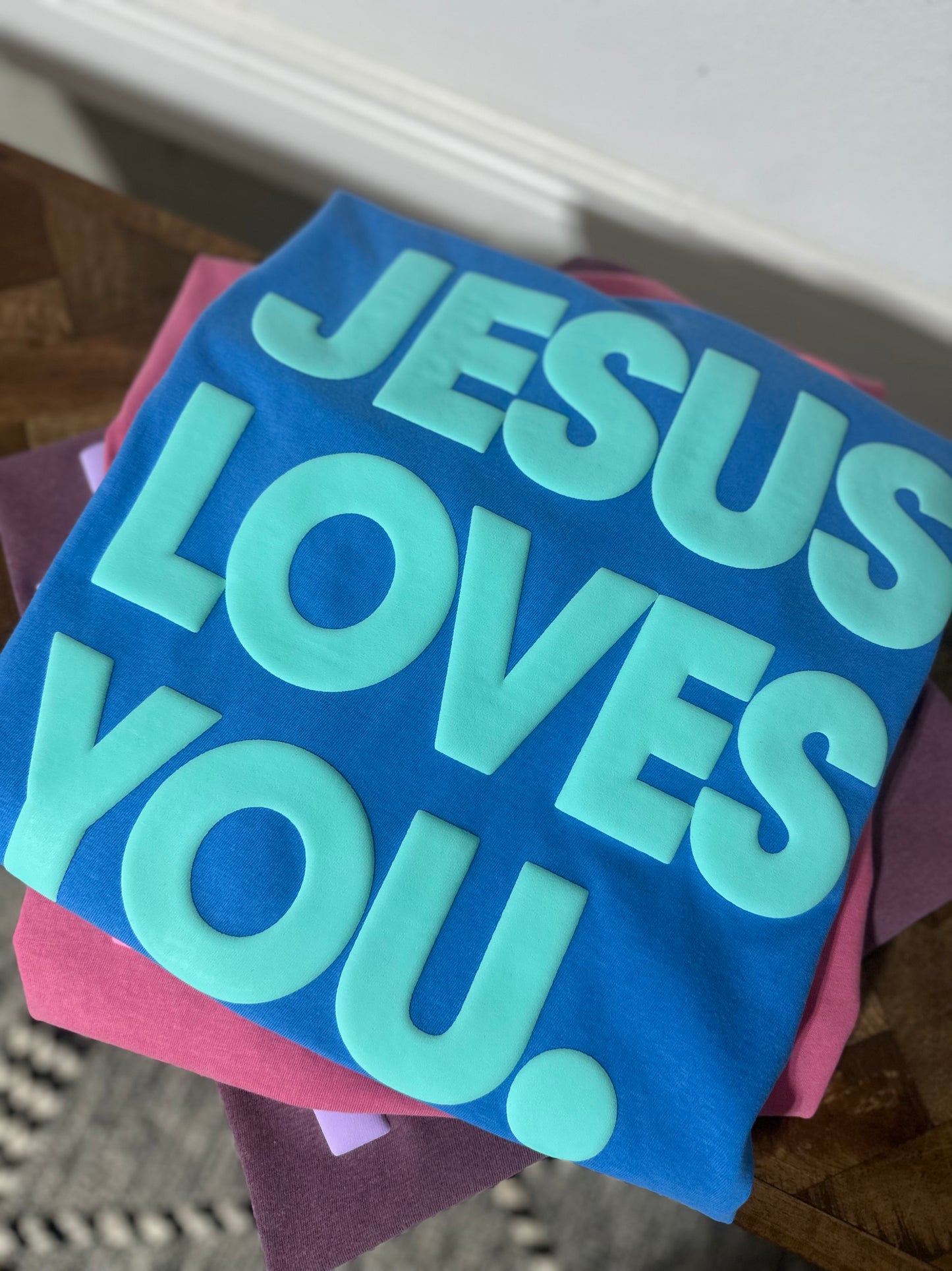 JESUS LOVES YOU. 3D puff print tee