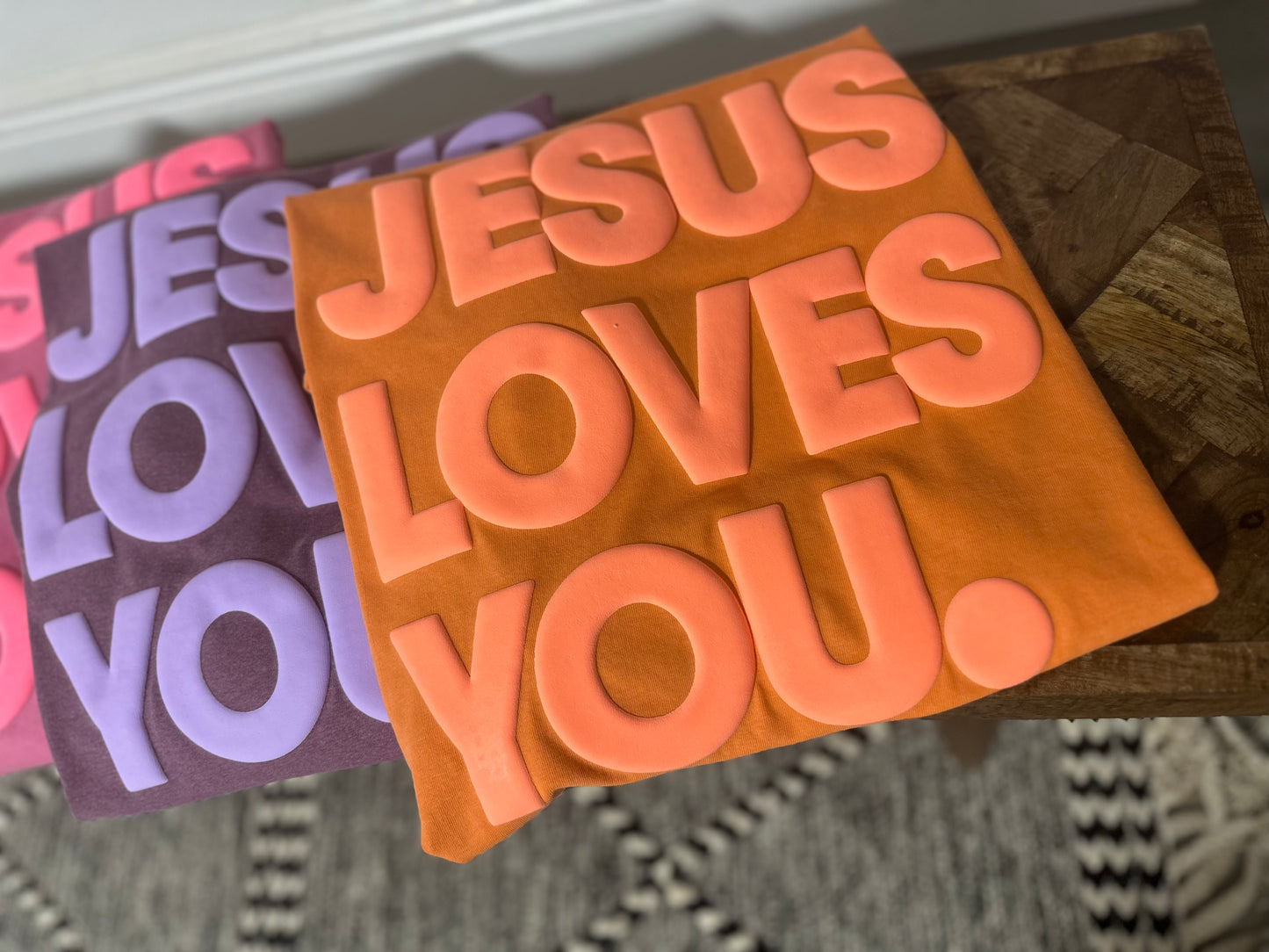 JESUS LOVES YOU. 3D puff print tee