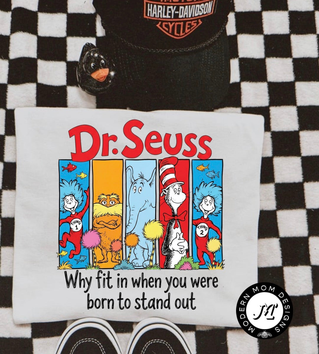 Why fit in when you were born to stand out (toddler-youth XL tee or crewneck)