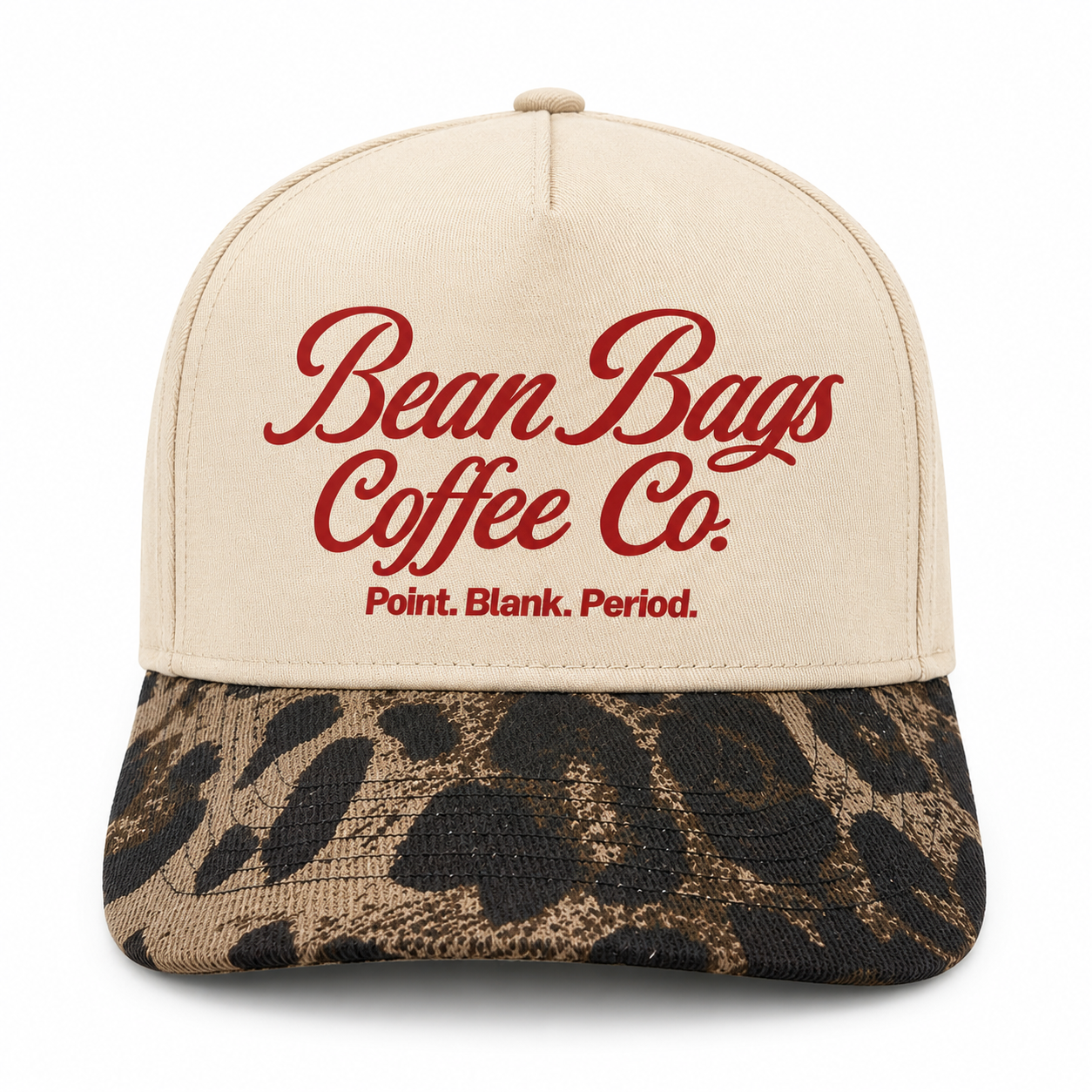 Bean Bags Coffee Co. Point. Blank. Period. Red print
