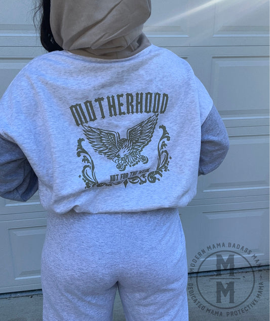 Motherhood not for the weak COLORBLOCK boxy hoodie