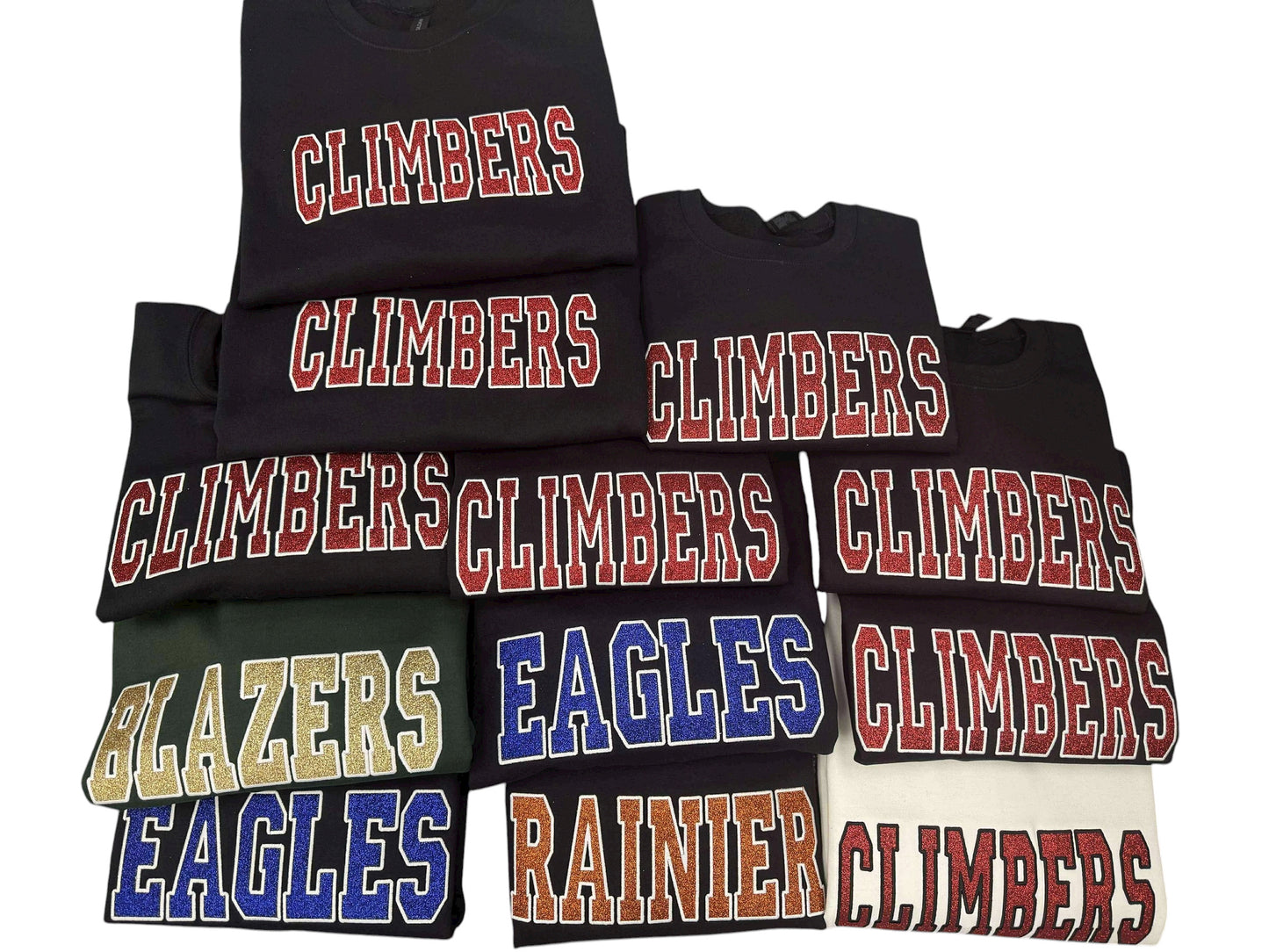GLITTER CUSTOM (ANY NAME) CREWNECK EMBROIDERED CREWNECK (PLEASE ALLOW 15 business days for these to ship)